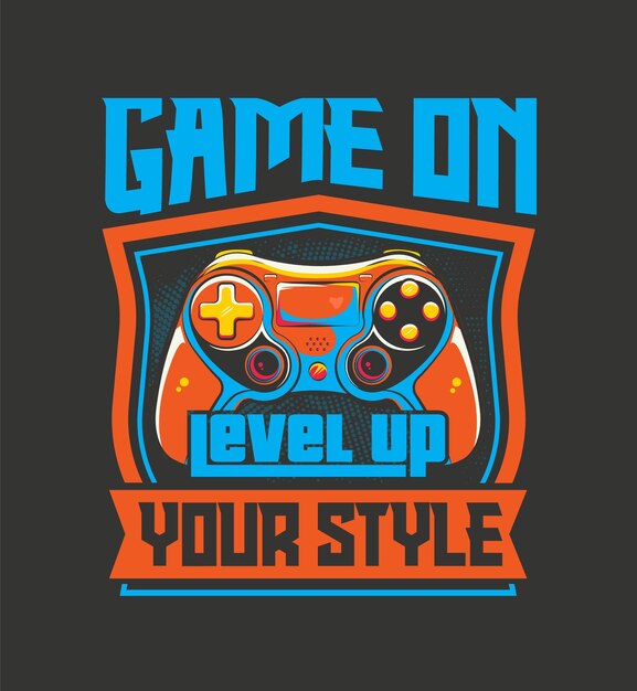 Vector gaming illustration vintage t shirt