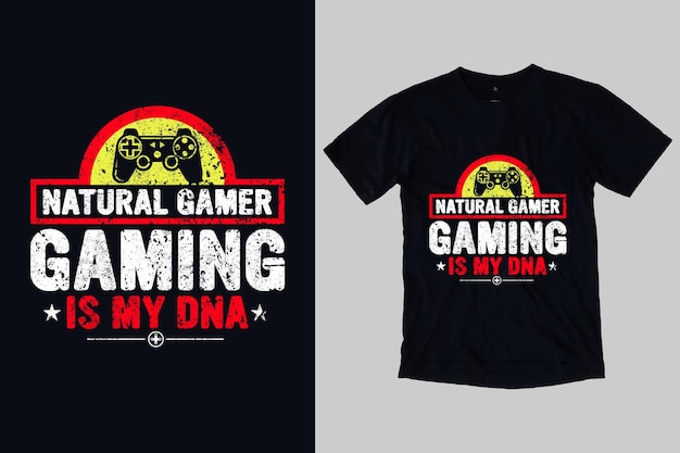 Gaming is mijn DNA typografie en vector T-shirt ontwerpsjabloon videogame shirts