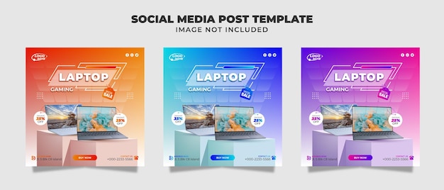 Gaming laptop for sale social media post, flyer and banner template for promotion