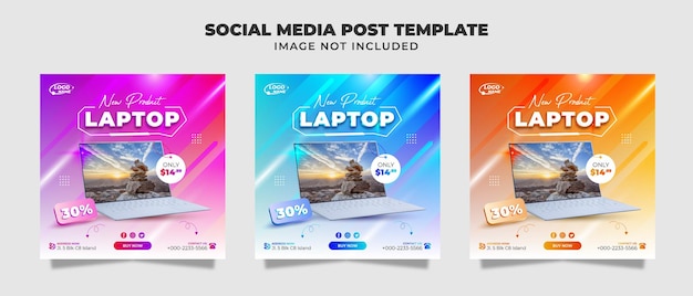 Gaming-laptop te koop Social Media Post-, flyer- en bannersjabloon voor promotie