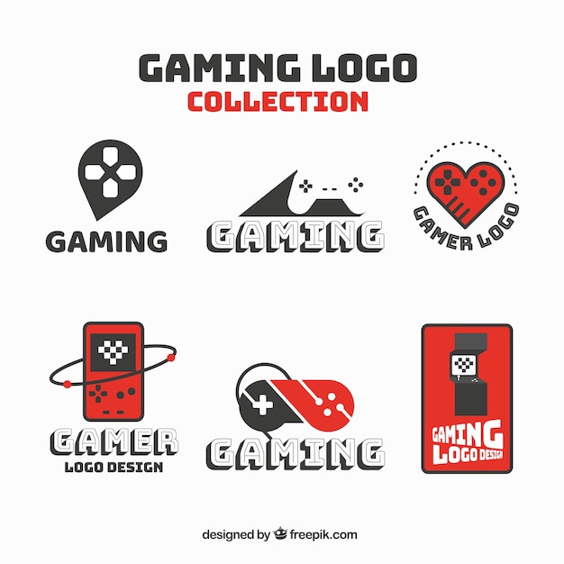 Collezione di logo di gioco con design piatto