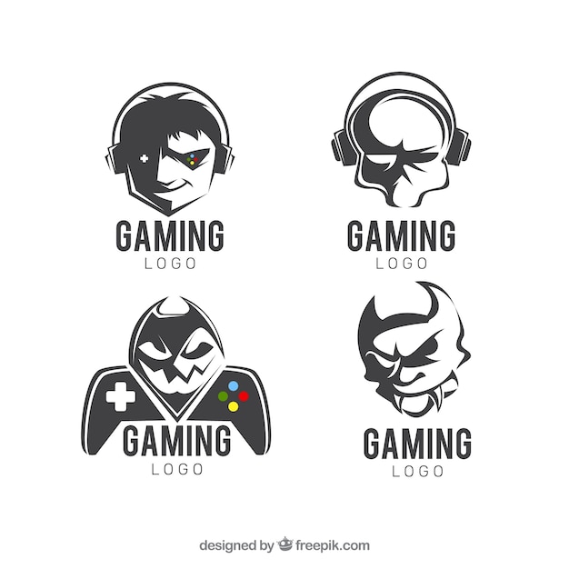 Gaming logo collection with flat design