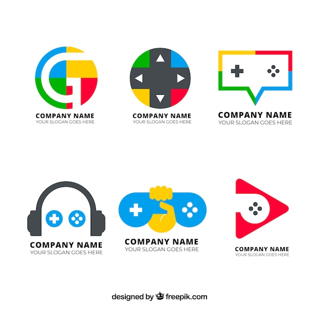 Gaming logo collection with flat design