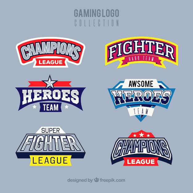 Vector gaming logo collection with sport style