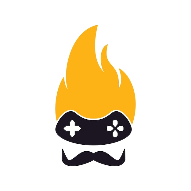Gaming logo met Moustache Gaming mascotte vector ontwerp