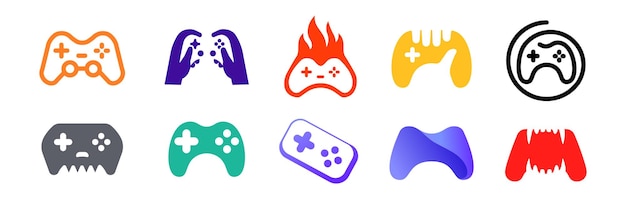 Set di logo di gioco set di icone del game pad