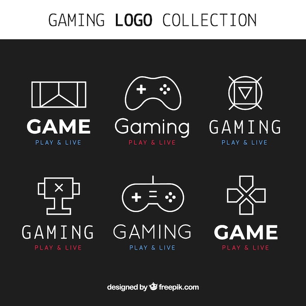 Gaming-logocollectie met plat ontwerp