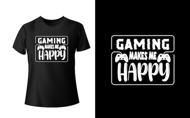 ゲームは私を幸せにする黒と白のTシャツのデザイン