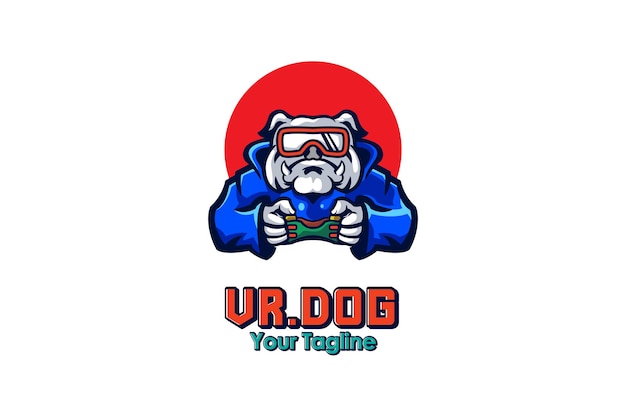 Logo mascotte da gioco con joystick e vr