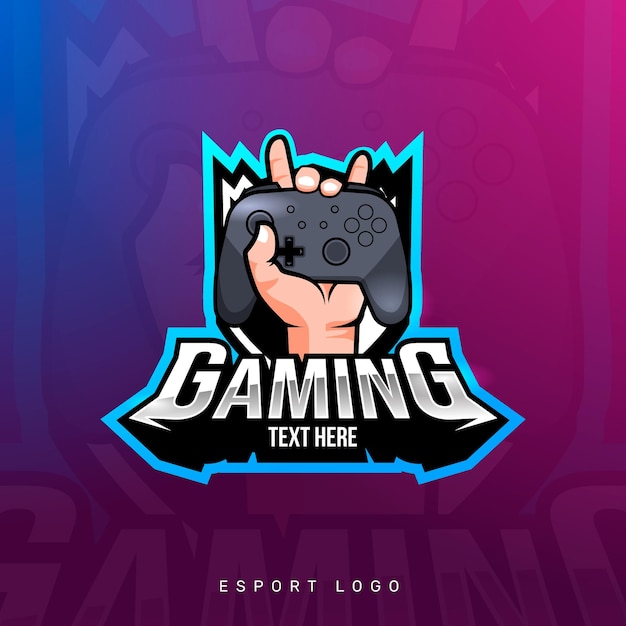 Gaming mascotte hand met joystick esport logo ontwerp