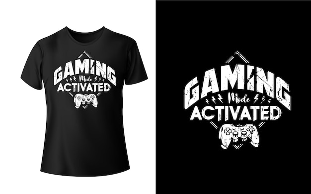 Gaming-modus geactiveerd zwart-wit tshirt