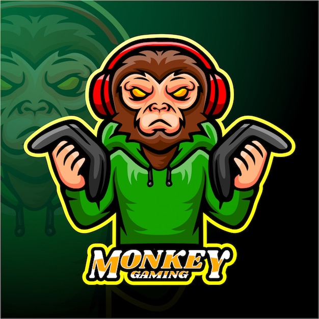 Vector gaming monkey esport logo design