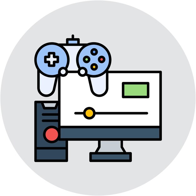 Vector gaming pc vector illustratie stijl