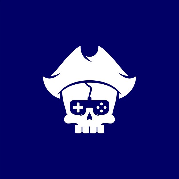 Vettore logo del cranio pirata dei giochi