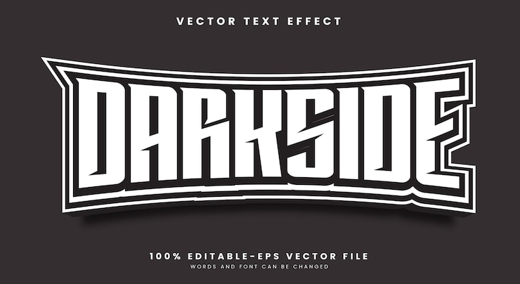 Vector gaming sport style dark side editable text effect template