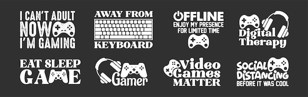 Gaming T shirt Design Bundel Gamer shirt Vector Gaming T shirt design Collectie