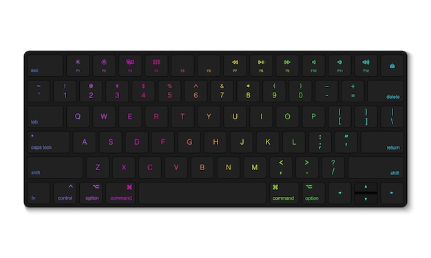 Gaming-toetsenbord met rgb-lichteffect geïsoleerd op een witte achtergrond vectorillustratie