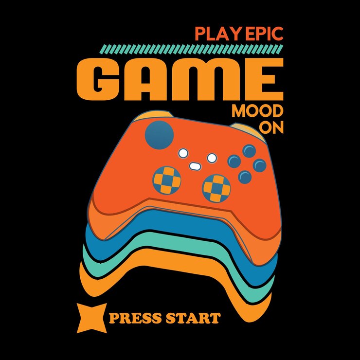 Vector gaming with joystick t shirt design vector template
