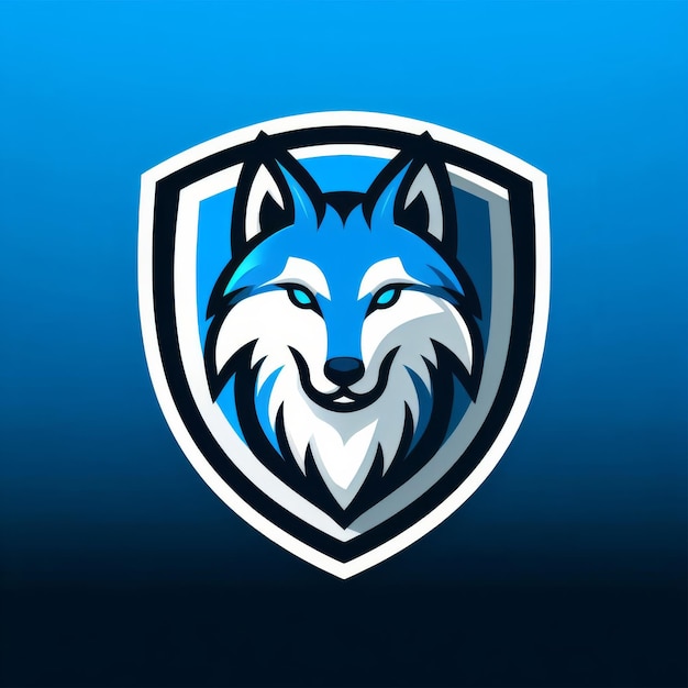 Premium Vector | Gaming wolf logo with a combination of blue and black
