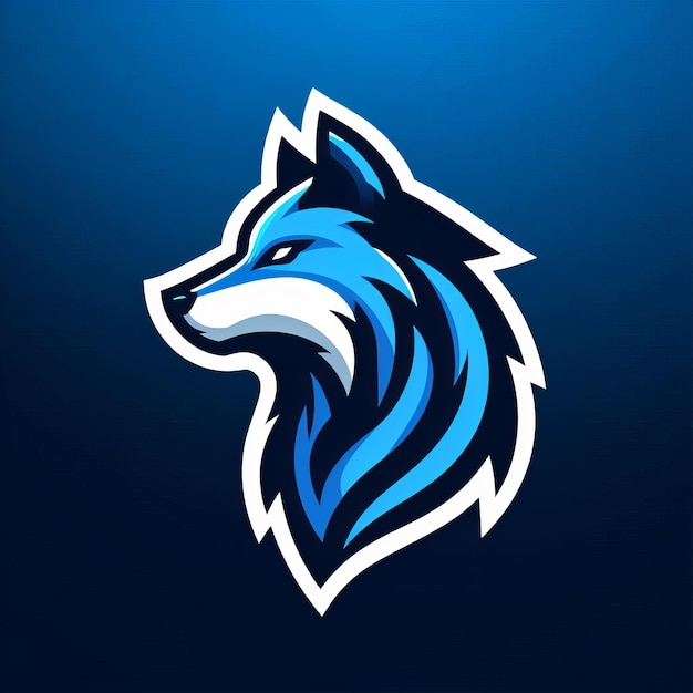 Premium Vector | Gaming wolf logo with a combination of blue and black