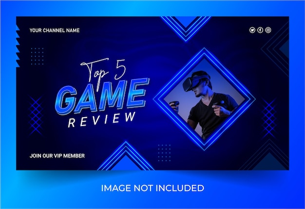 Vector gaming youtube thumbnail template design gaming banner design