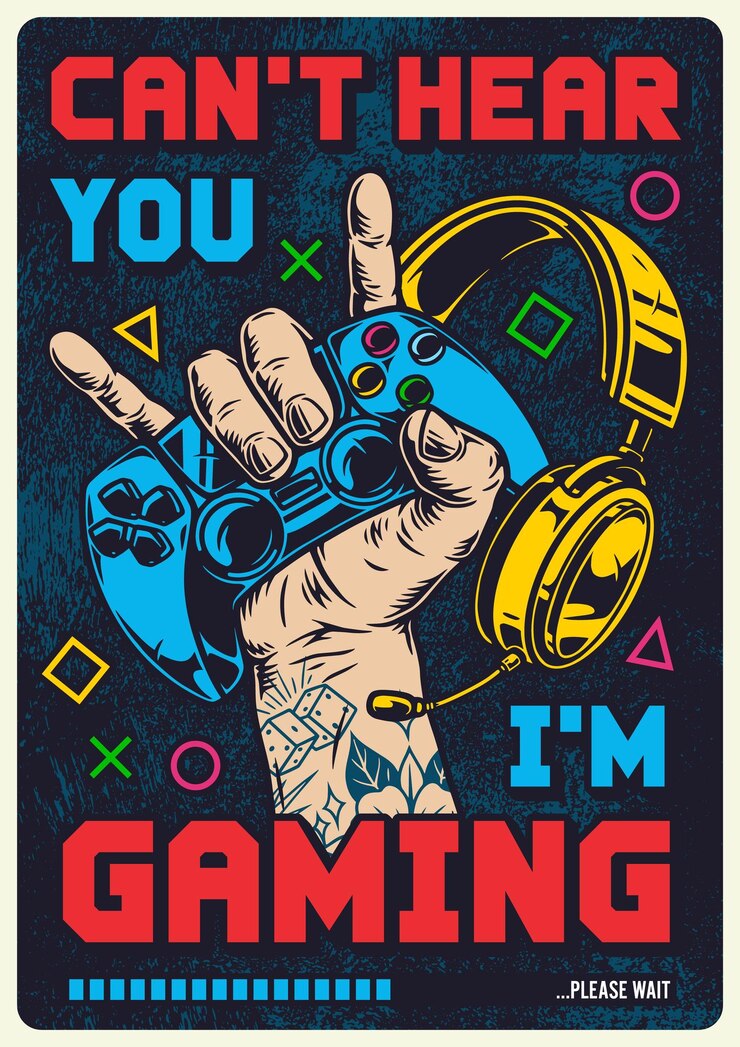 Vector gaming zone vintage flyer colorful