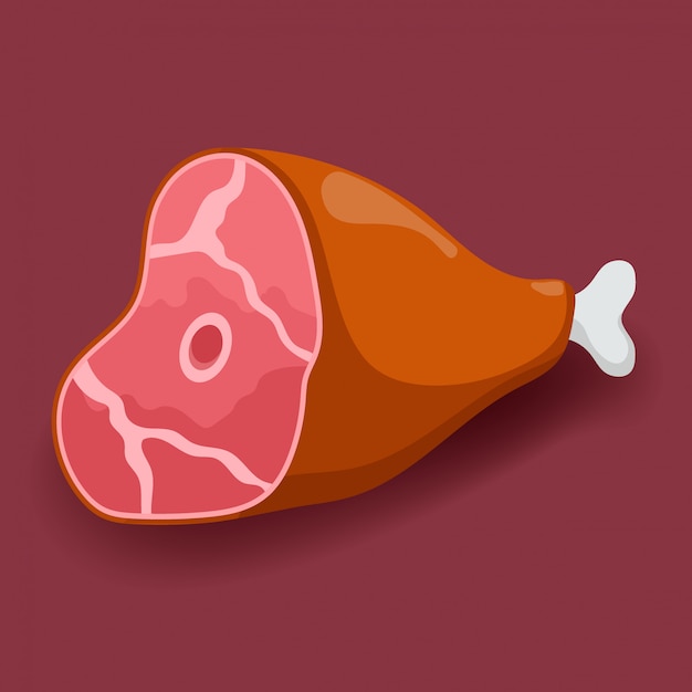 Gammon van vlees. Vers vlees pictogram plat