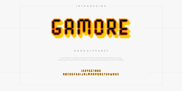 Gamore Pixelate digital alphabet font Minimal technology typography Creative urban sport