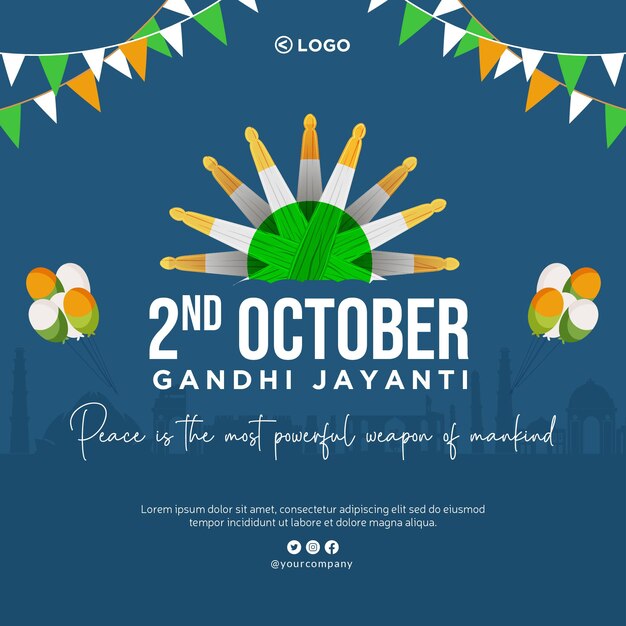 Gandhi Jayanti banner ontwerpsjabloon