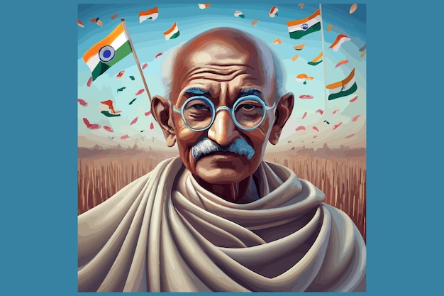 Vettore illustrazioni di arte vettoriale di gandhi jayanti