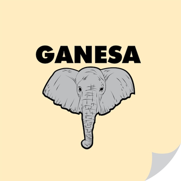 Vector ganesa logo with elephant head illustration