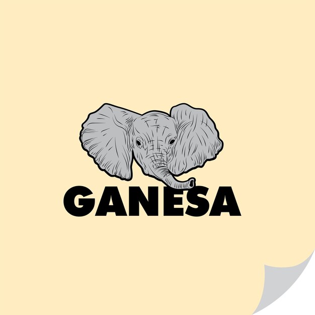 코끼리 머리 일러스트가 있는 Ganesa 로고