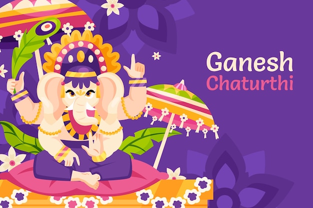 Ganesh Chaturthi achtergrond in platte stijl