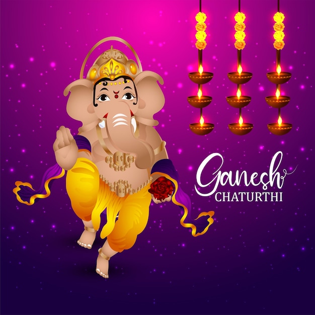 창의적인 캐릭터가 있는 Ganesh chaturthi 축하 카드