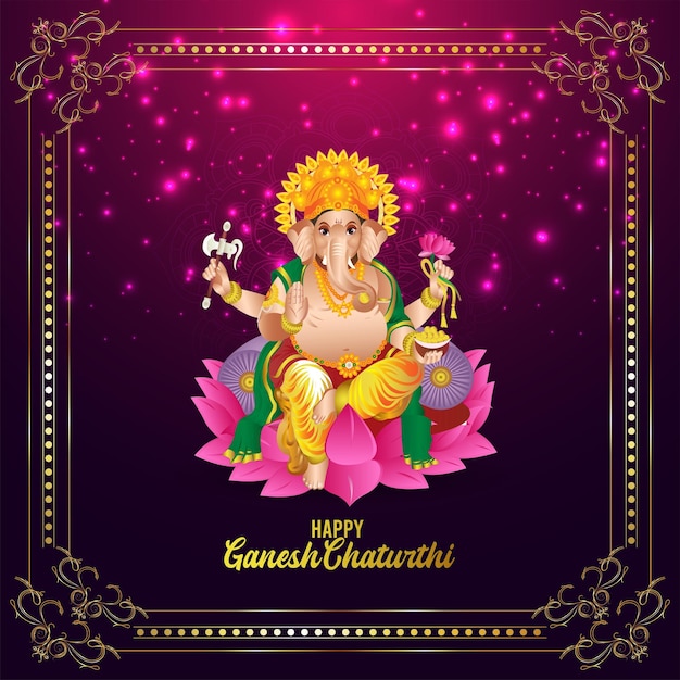 크리에이 티브 벡터 일러스트와 함께 Ganesh chaturthi 축하 인사말 카드