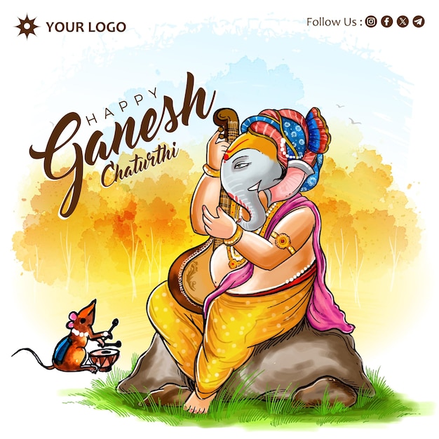 Vector ganesh chaturthi festival creative poster