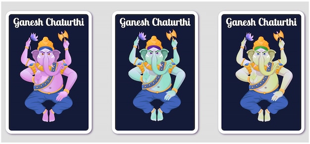 Ganesh chaturthi greeting cards set