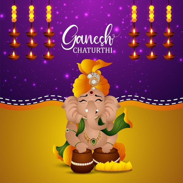 Ganesh chaturthi realistic illustration concept