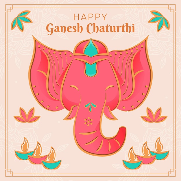 Vector ganesh chaturthi with elephant