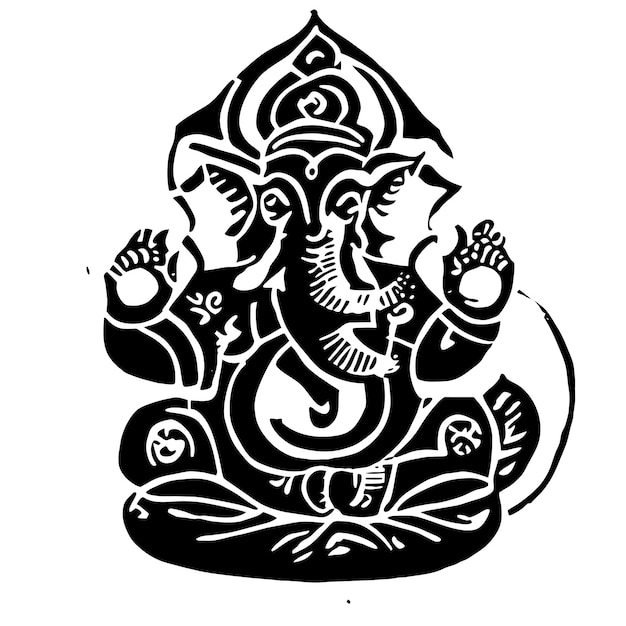 Ganesh jayanti heer ganesha hand getekende cartoon sticker pictogram concept geïsoleerde illustratie