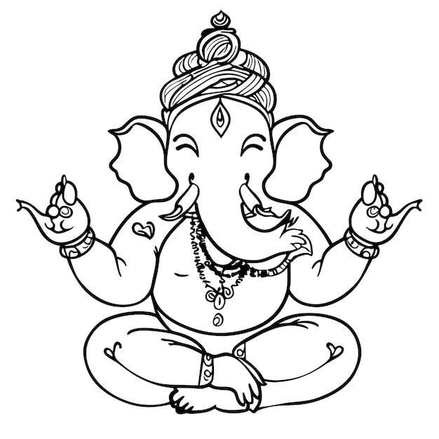 Ganesh jayanti heer ganesha hand getekende cartoon sticker pictogram concept geïsoleerde illustratie