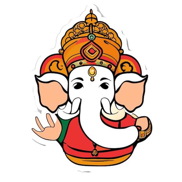 Ganesh jayanti heer ganesha hand getekende cartoon sticker pictogram concept geïsoleerde illustratie