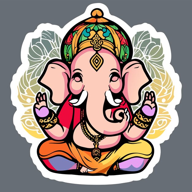 Ganesh jayanti heer ganesha hand getekende cartoon sticker pictogram concept geïsoleerde illustratie