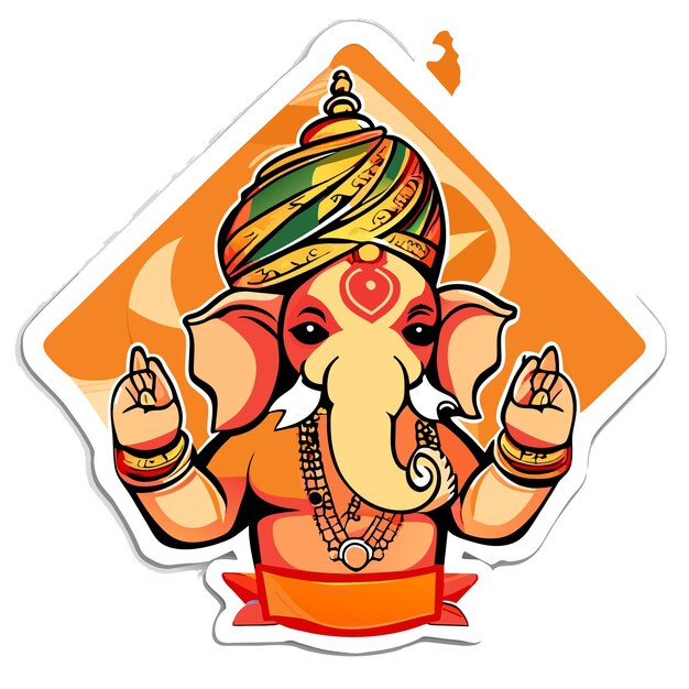 Vector ganesh jayanti heer ganesha hand getekende cartoon sticker pictogram concept geïsoleerde illustratie