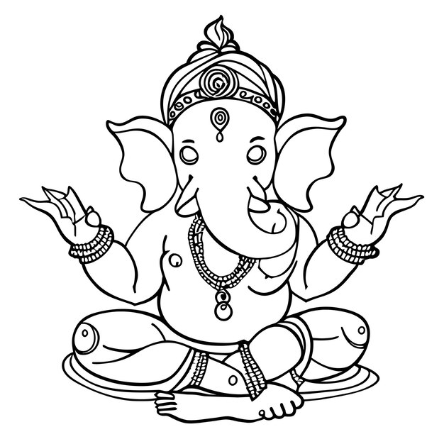 Ganesh jayanti lord ganesha hand drawn cartoon sticker icon concept isolated illustration