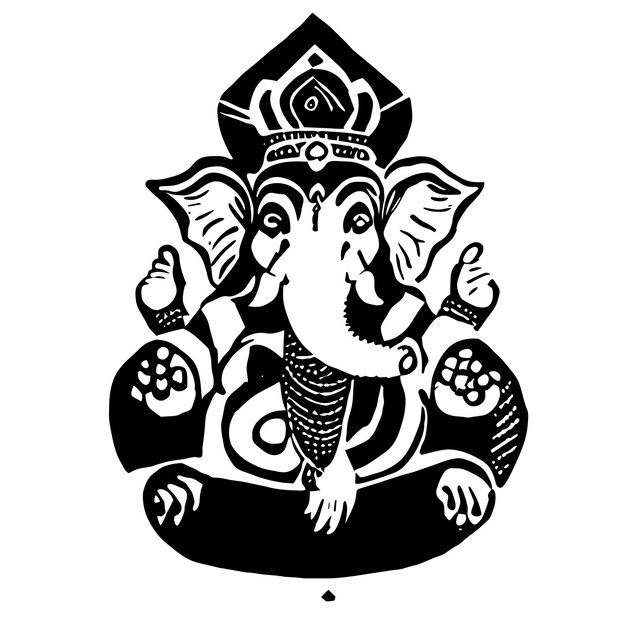 Vettore ganesh jayanti lord ganesha illustrazione isolata concetto dell'icona dell'autoadesivo del fumetto disegnato a mano