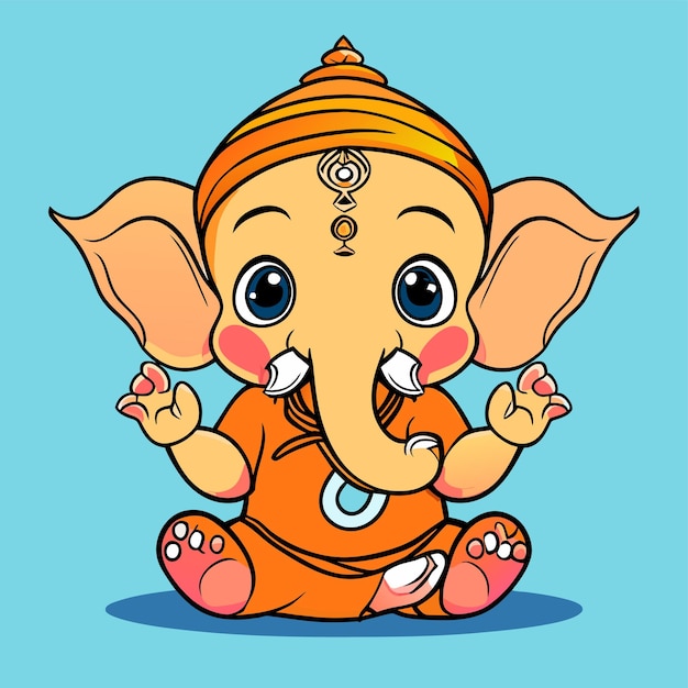 Ganesh jayanti lord ganesha hand drawn cartoon sticker icon concept isolated illustration