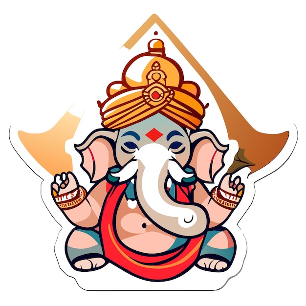 Ganesh jayanti lord ganesha hand drawn cartoon sticker icon concept isolated illustration