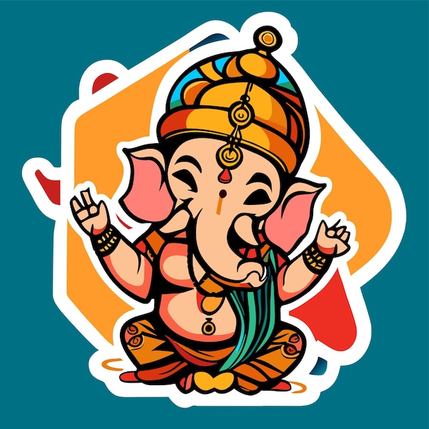 Ganesh jayanti 주 코끼리 손으로 그린 만화 스티커 아이콘 개념 격리된 그림