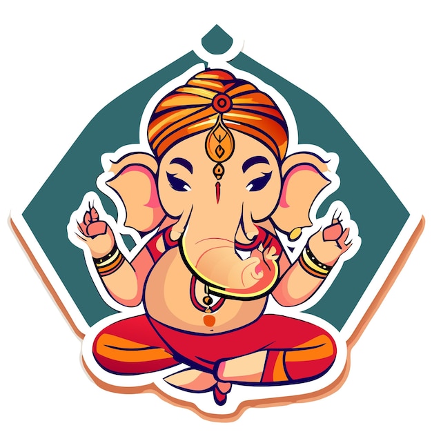 Ganesh jayanti lord ganesha hand drawn cartoon sticker icon concept isolated illustration